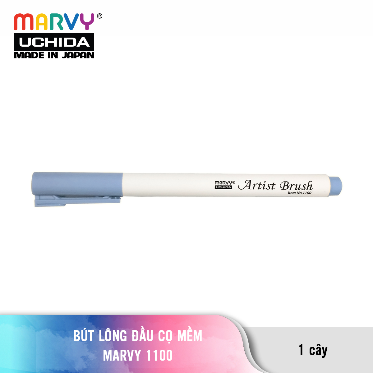Bút lông đầu cọ mềm MARVY 1100  ( Tone Xanh-xanh lá )