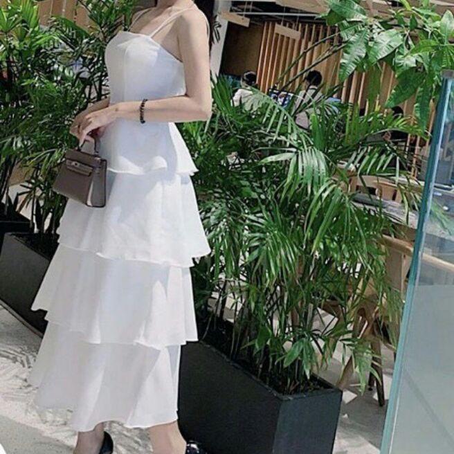 Maxi trắng 4 tầng