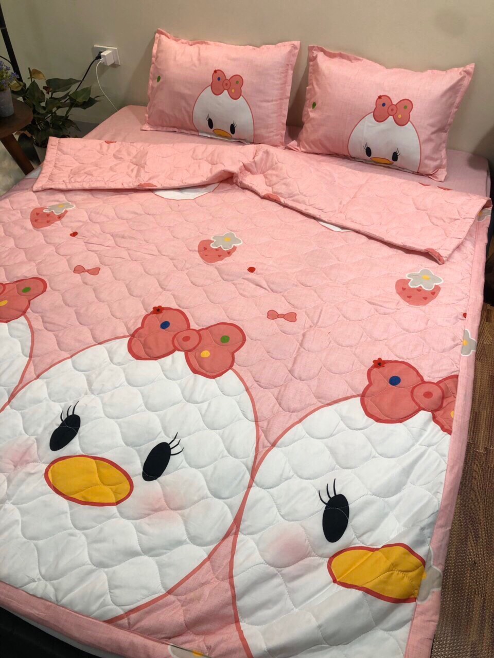 Chăn hè cotton poly Chim Hồng (1m6 x 2m)