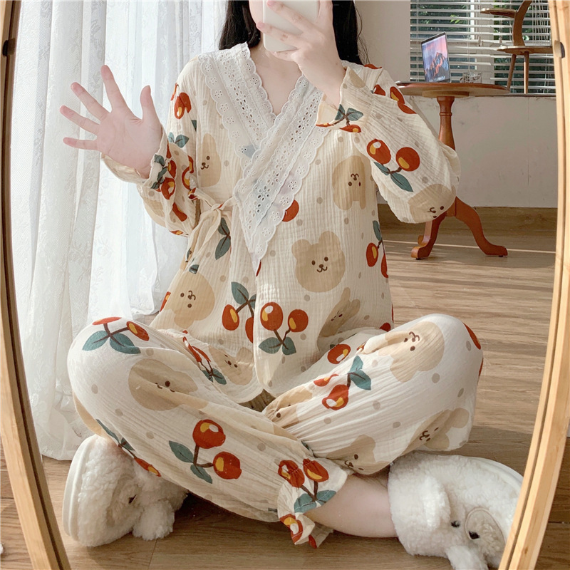 Set bộ gấu phối ren kiểu dáng kimono quảng châu