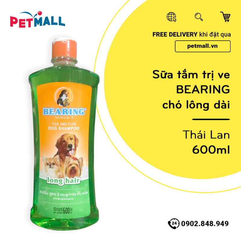 Sữa tắm trị ve BEARING chó lông dài 600ml - Thái Lan