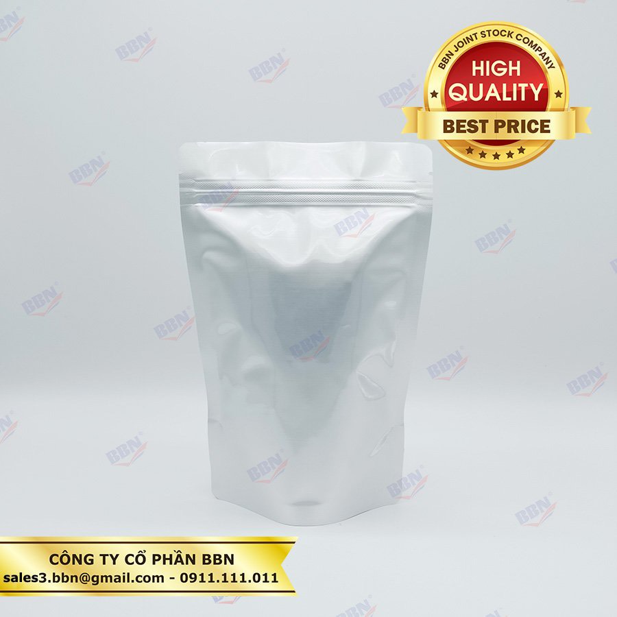 114 Túi zip mặt trong mặt bạc 12x19cm