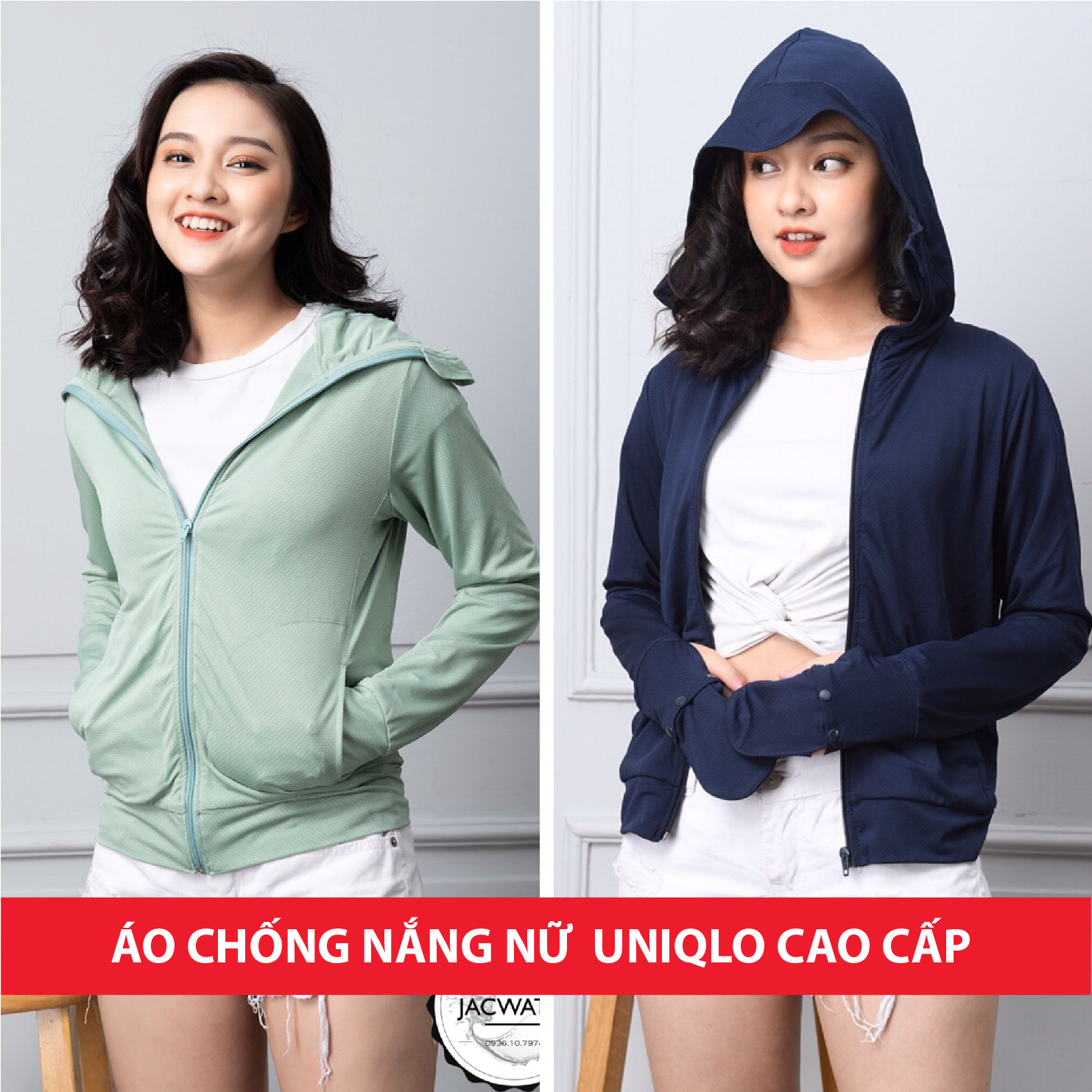 Áo Khoác Nữ Ngắn Chống Nắng Cao Cấp Giá Rẻ Thời Trang 2 Lớp Vải Thông Hơi Thoáng Mát Chống Tia UV Bảo Vệ Da Có Khóa Kéo 4 Túi Rộng Có Mũ Rộng Trùm Tay Xỏ Ngón Giá Rẻ Dáng Ngắn Phong Cách Gọn Gàng