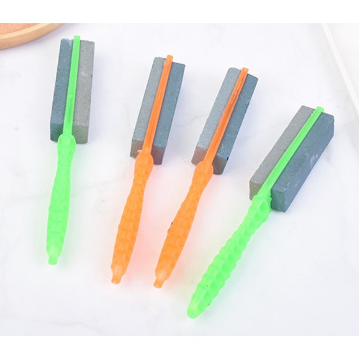 Đá mài dao có cán cầm tay bằng nhựa 2 mặt loại dài 12 cm dụng cụ mài dao mài kéo đa năng có tay cằm nhựa