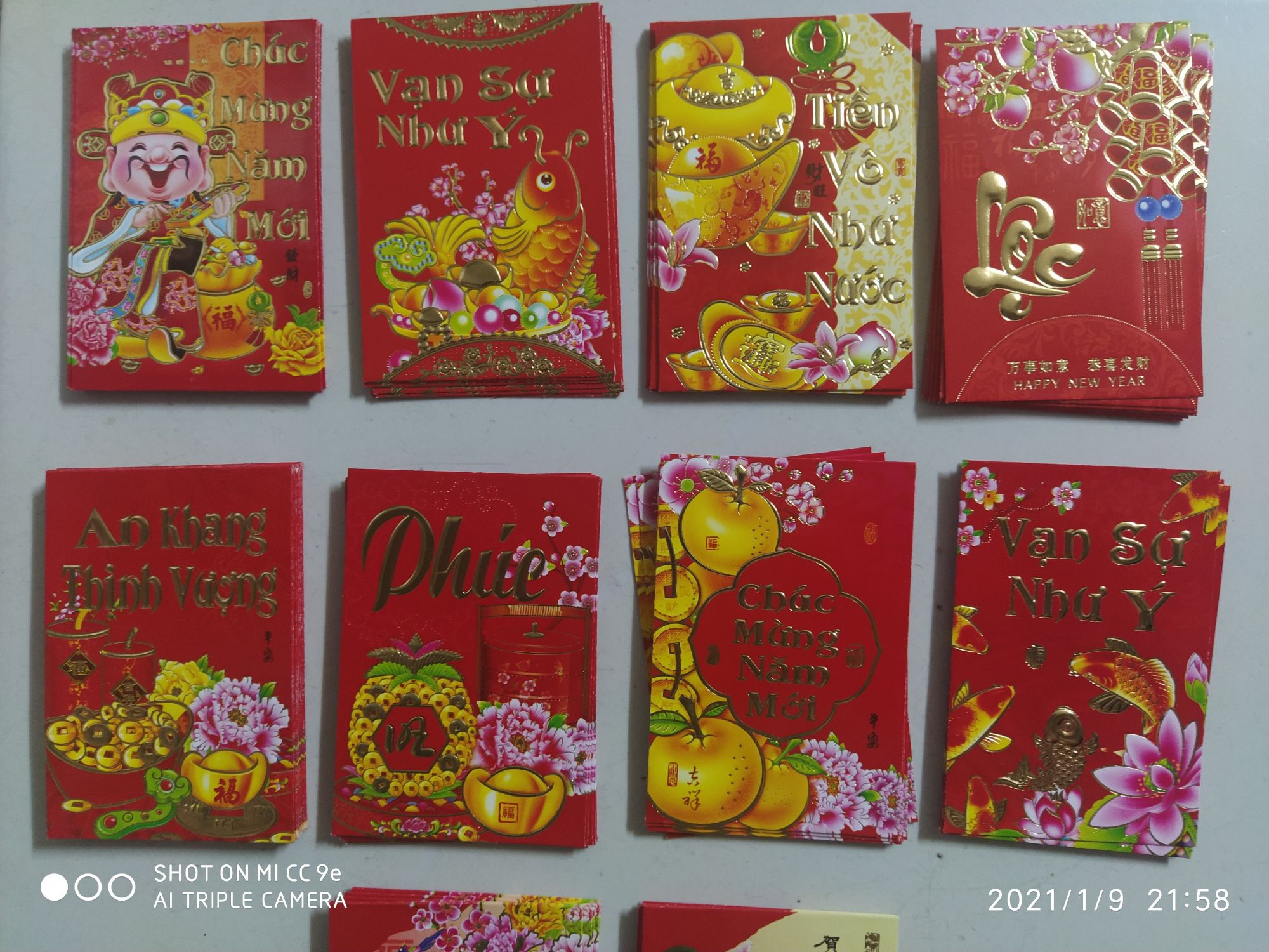 [HCM]COMBO 2000 BAO LÌ XÌ NHỎ NHŨ VÀNG KT 6.5X9.5CM
