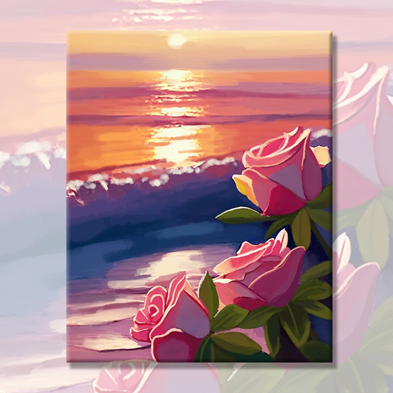 [CÓ KHUNG SẴN] Tranh số hoá phong cảnh loại lớn 40x50cm - Tranh tô màu theo số hoa size lớn