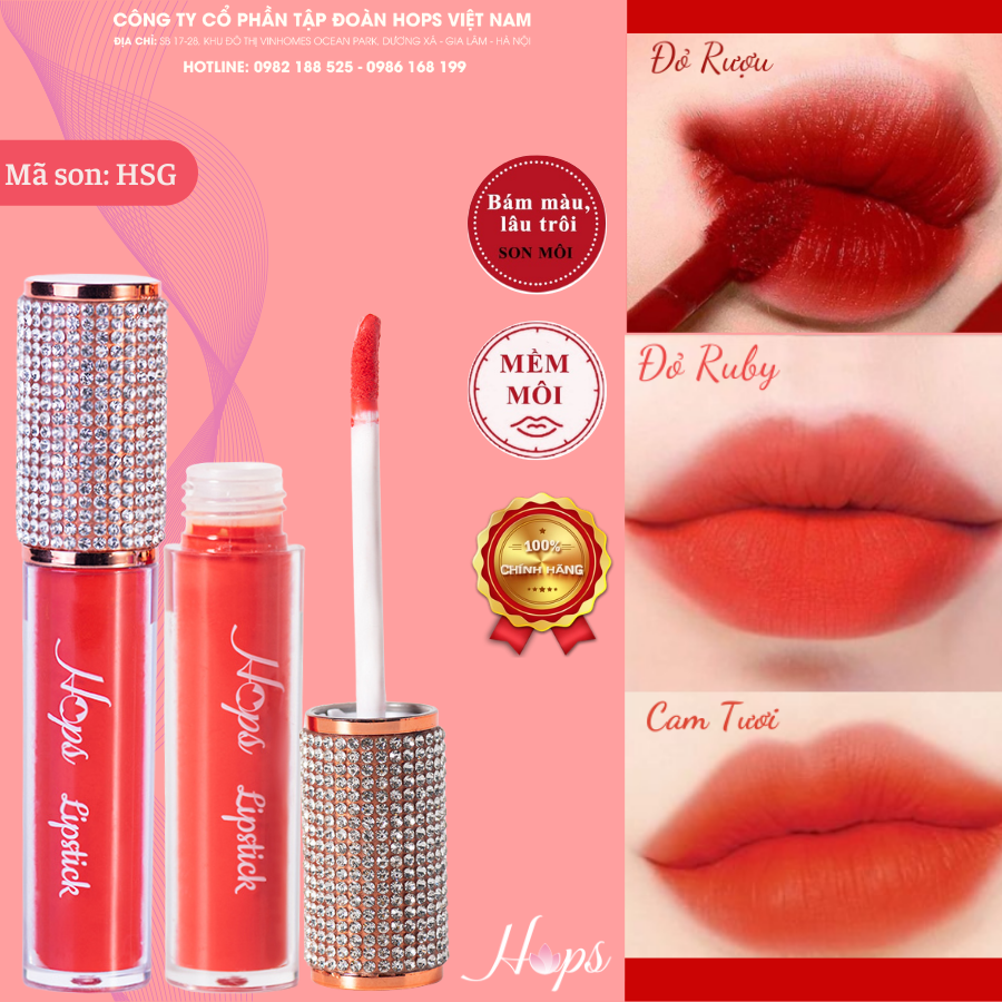 Son Kem Lì Cao Cấp HOPS HSG02 RUBY - MÀU ĐỎ RUBY