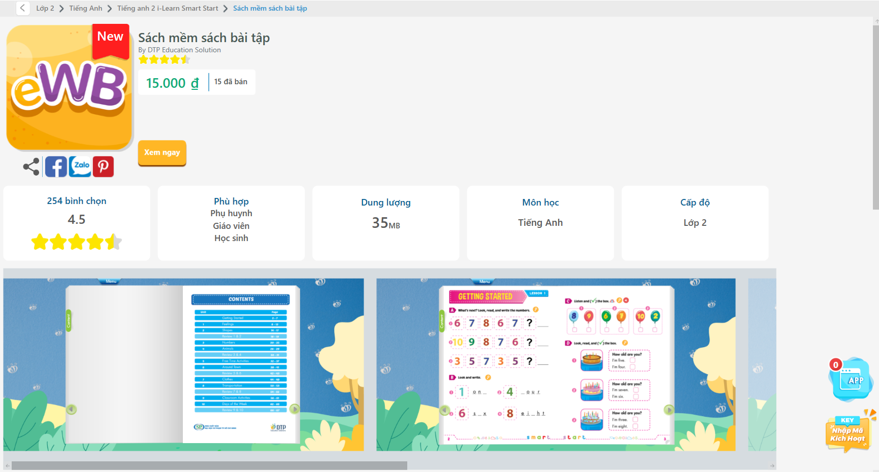 [E-BOOK] Tiếng Anh 2 i-Learn Smart Start Sách mềm sách bài tập