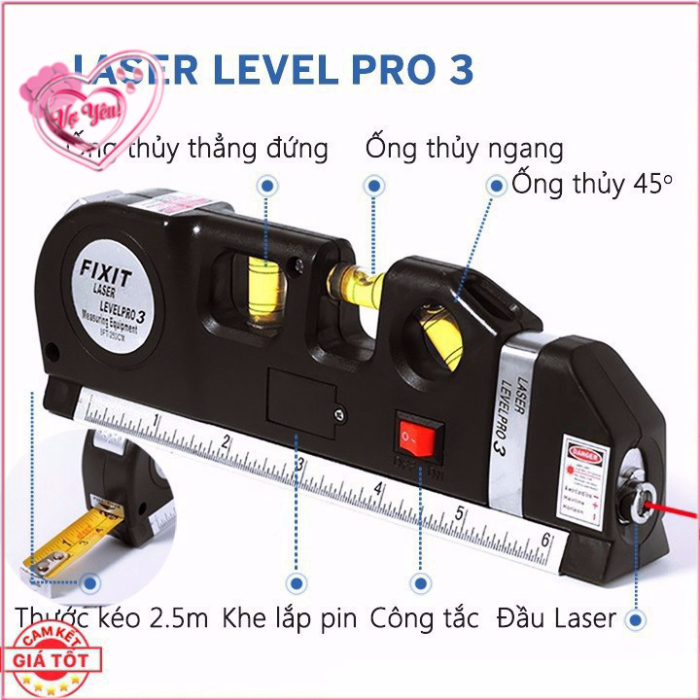 Thước Đo Laser Nivo/ Căn Mực 4in1 Laser Level Pro 3