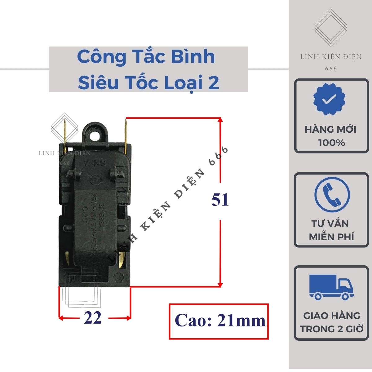 Công tắc bình siêu tốc loại 2 bình đun nước siêu tốc xịn rẻ CTASTL2