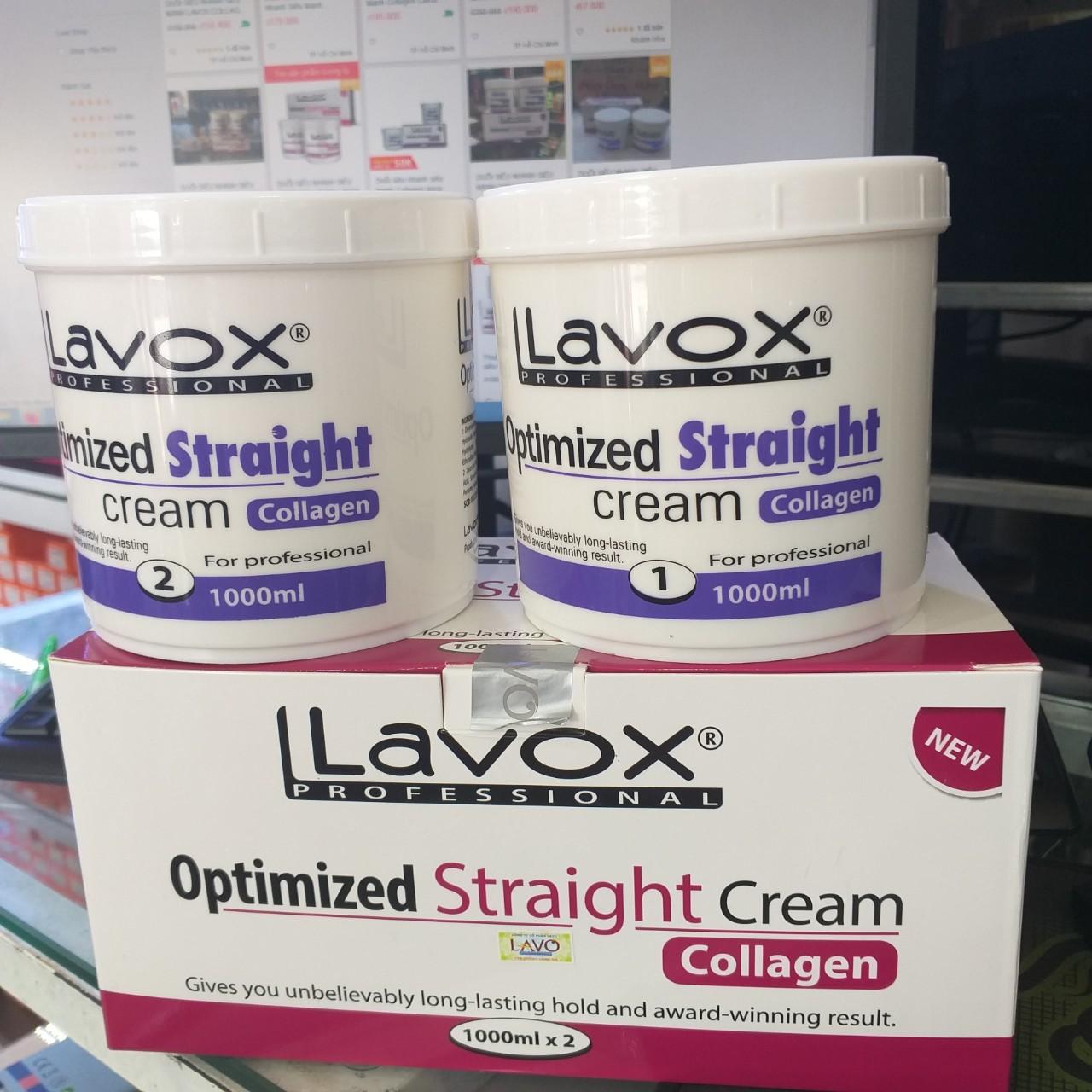 [HCM]Kem duỗi tóc Lavox tím Collagen 1000ml x2