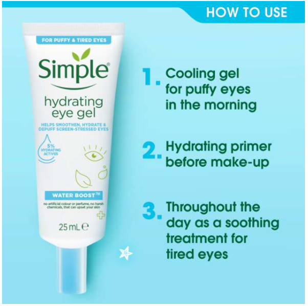 Kem mắt Simple Water Boost Hydrating Eye Gel 25ml (Bill Anh)