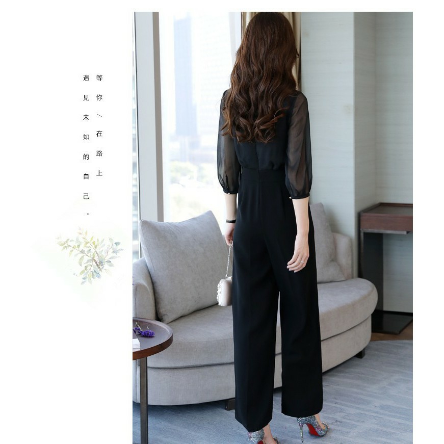 [HCM]Jumpsuit cổ V tay voan thanh lịch