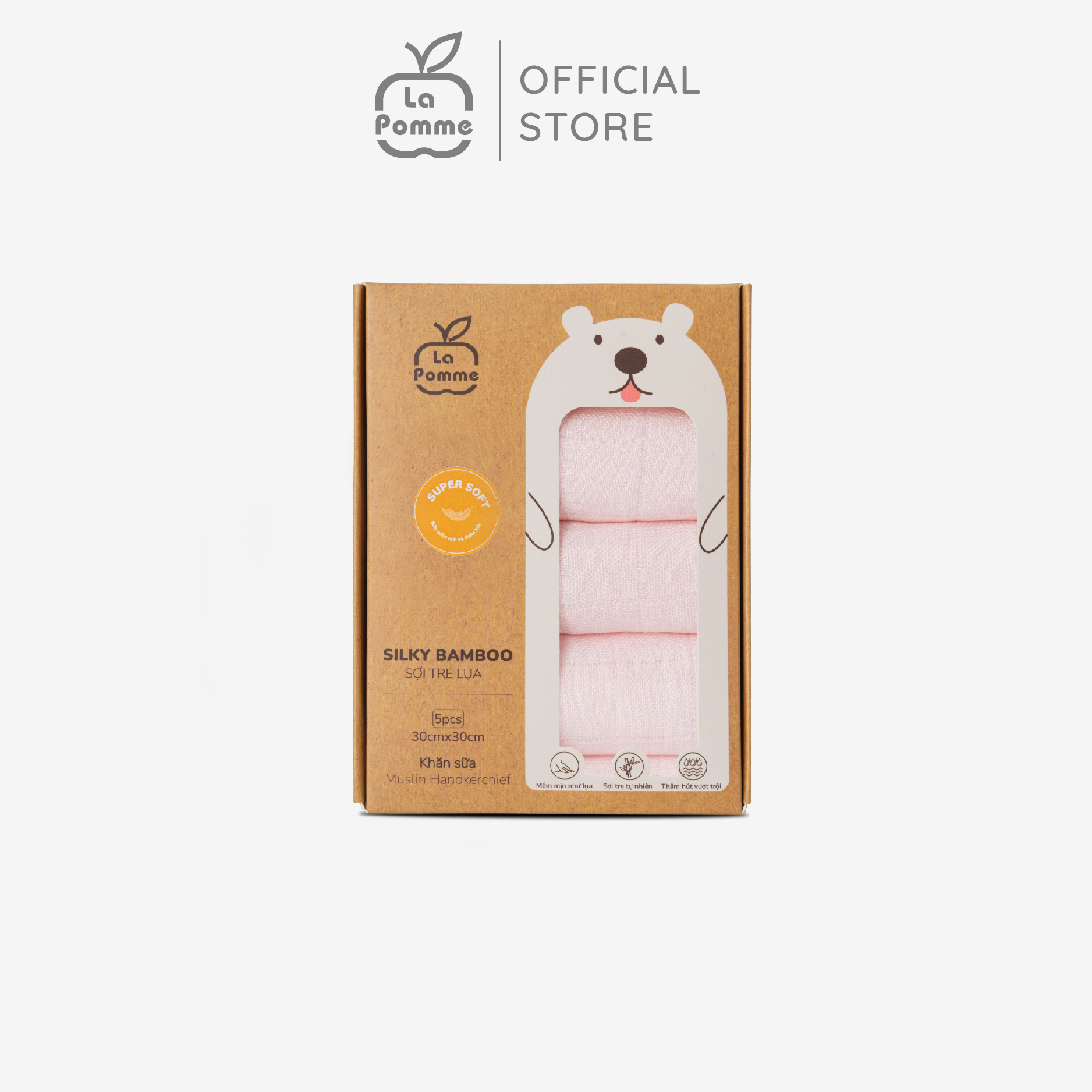 K001 Set 5 Khăn sữa sợi tre lụa (30x30) La pomme