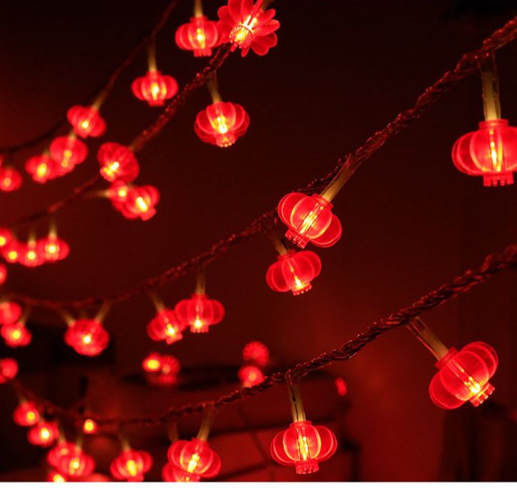 Dây đèn led trang trí Tết đèn lồng đỏ