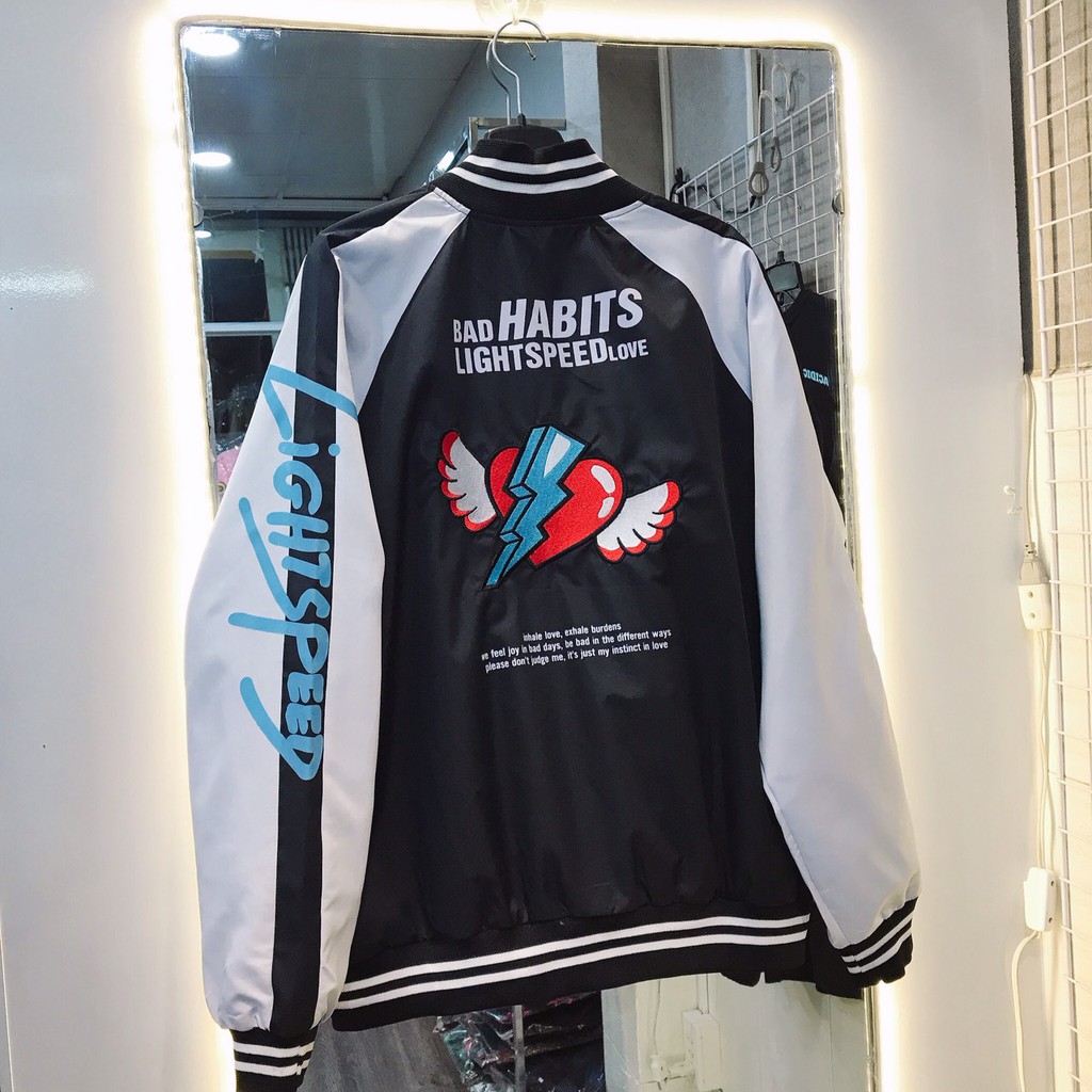 Áo Bomber Jacket BAD HABITS LIGHTSPEED LOVE full tag