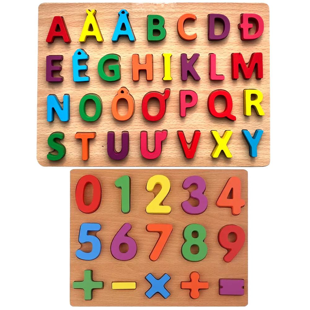 Đồ Chơi Gỗ Benrikids Bộ 2 Bảng Ghép Chữ Tiếng Việt In Hoa Và Ghép Số Cùng Dấu Phép Tính 001 3D Cho Bé Tập Làm Quen Với Chữ Cái Và Toán Học