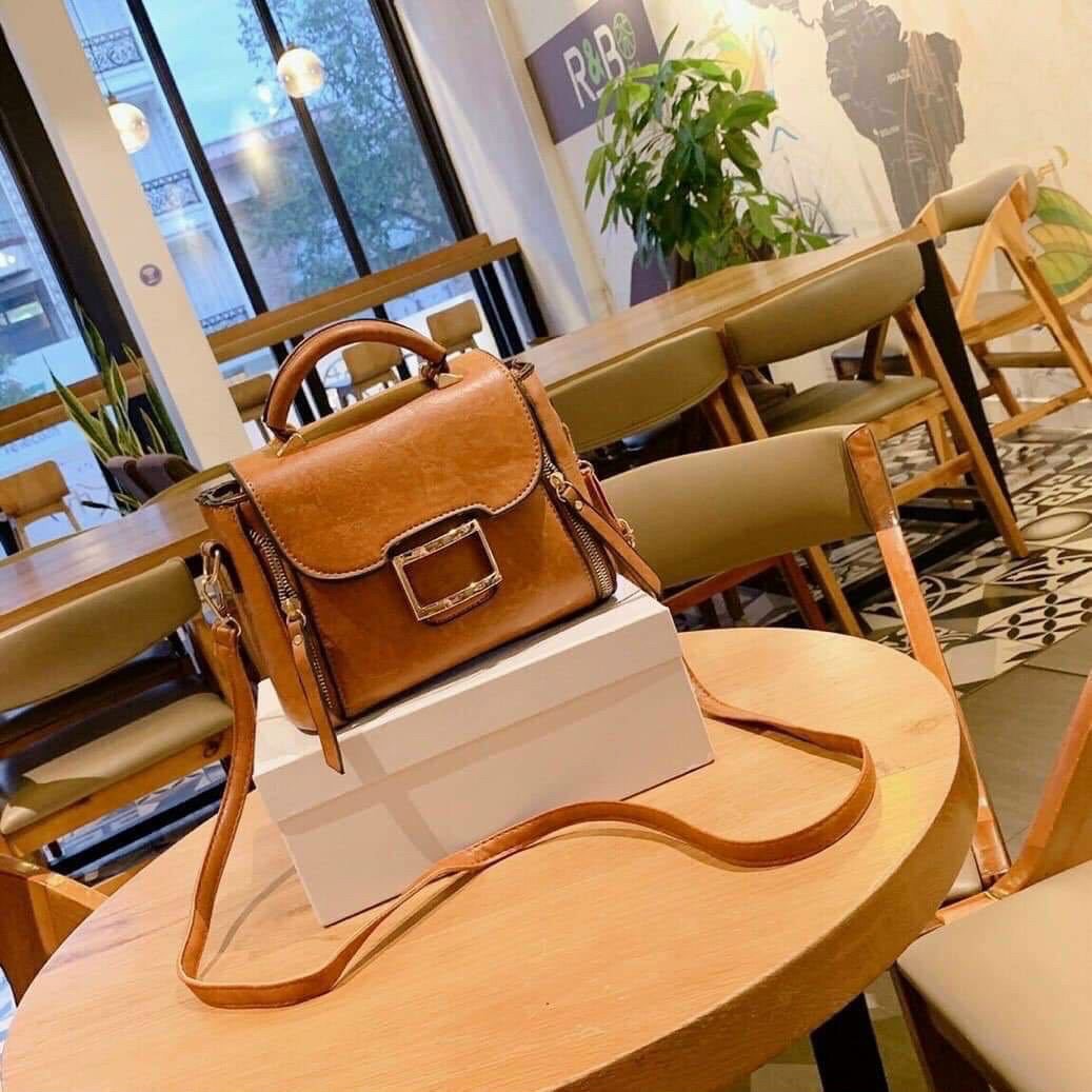 Túi Xách Nữ Đeo Chéo Mác Cong Sẻ Sườn Da Mềm