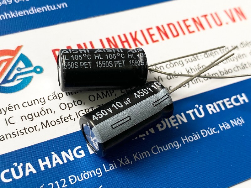 Tụ hóa aishi 10uf 450v 10x20mm