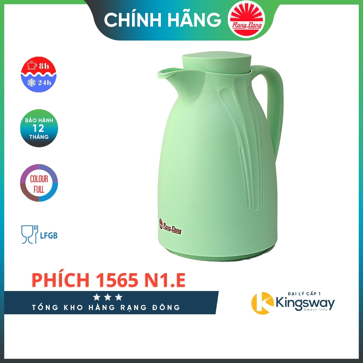 Phích Nước Rạng Đông Phích Pha Trà RD 1565 N1.E Dung Tích 1,5 Lít