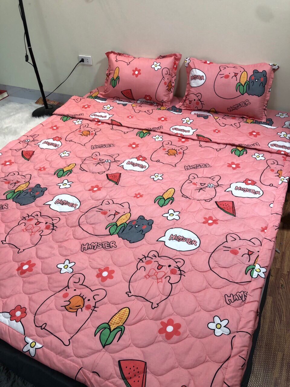 [ RẺ VÔ ĐỊCH ] Set 5 món chăn hè ga chun poly cotton (chăn, ga, gối, vỏ ôm)