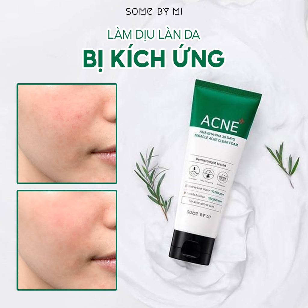 Sữa Rửa Mặt Some By Mi AHA-BHA-PHA 30 Days Miracle Acne Clear Foam 100ml ( Xanh )