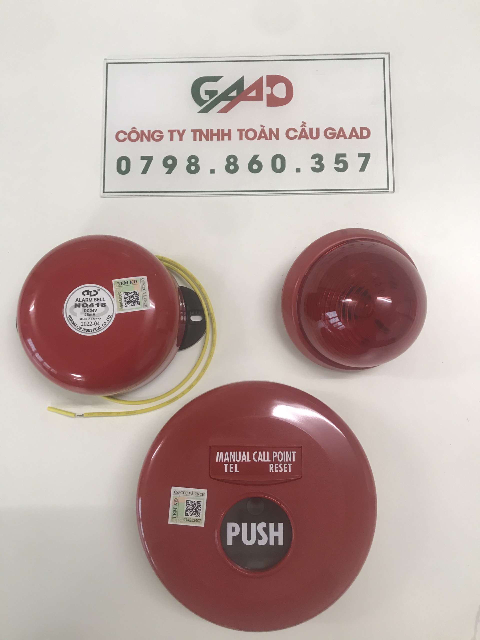 PCCC Combo Chuông báo cháy + Đèn báo cháy + Nút ấn khẩn