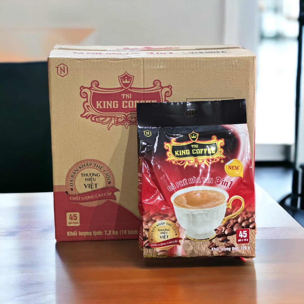 (THÙNG 10 TÚI) CÀ PHÊ SỮA KING COFFEE - TÚI 45 GÓI