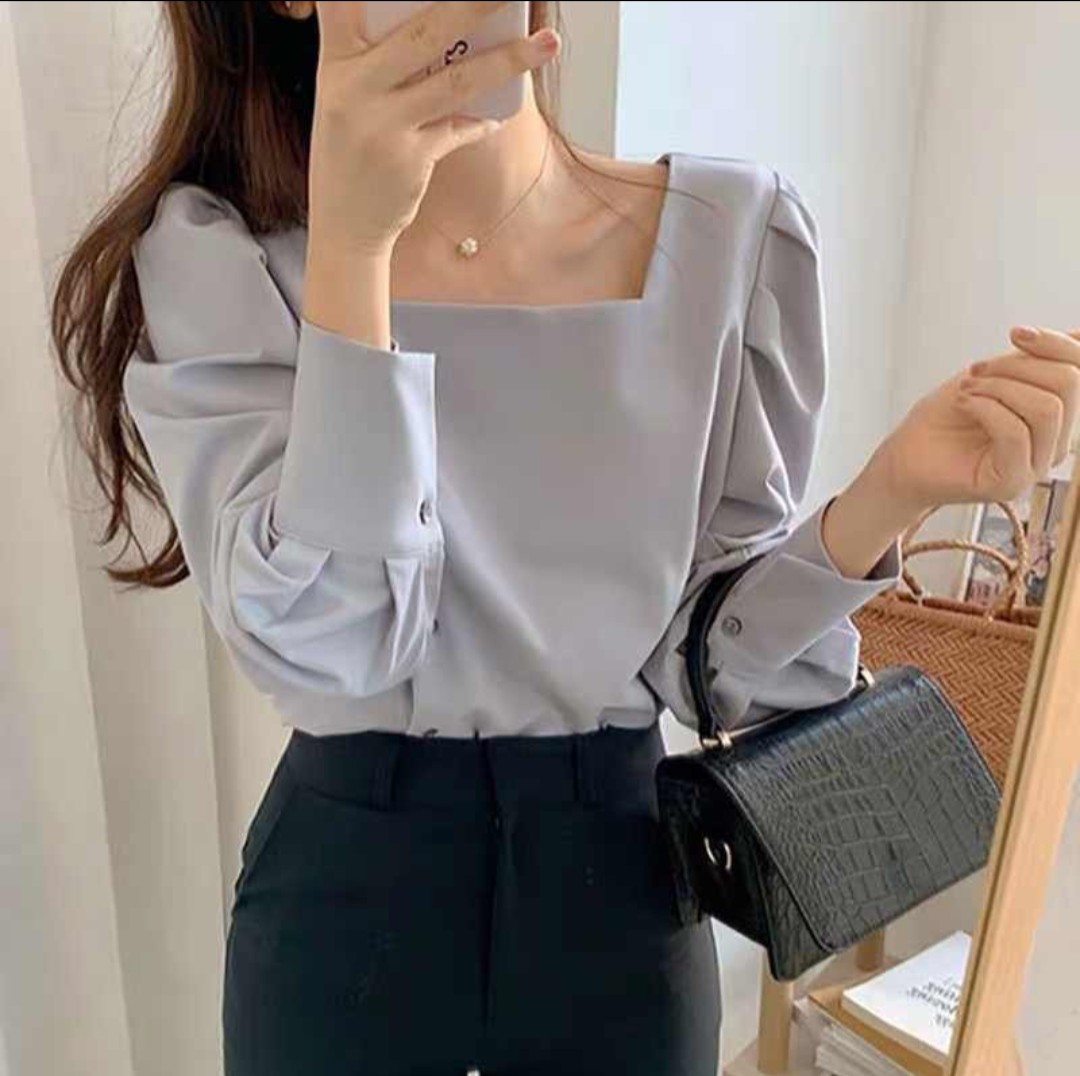 ÁO CỔ VUÔNG PHỐI NÚT