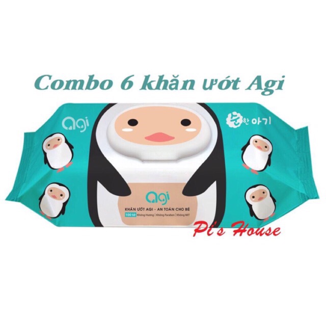 (Hcm) Combo 6 Gói Khăn Ướt Agi 100 Tờ (Không Quà)