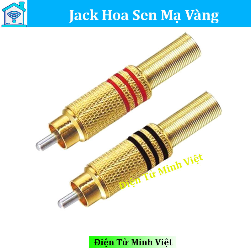 COMBO 2 Jack Hoa Sen Mạ Vàng - Jack RCA AV Bắt Vít ( Đỏ - Đen )