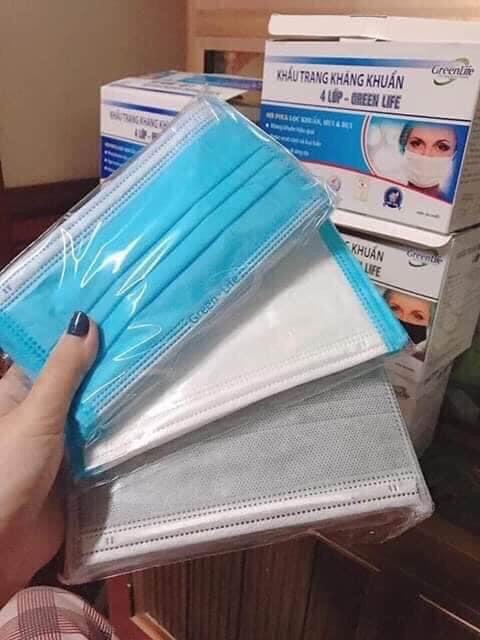 Khẩu Trang Y Tế 4 Lớp , Hộp Khẩu Trang Kháng Khuẩn Chuẩn Hộp 50 Cái Có Giấy Chứng Nhận