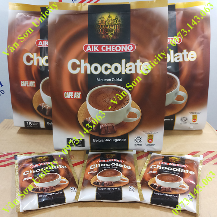 03 bịch thức uống Socola (Chocolate) Aik Cheong 600g (15 gói x 40g)