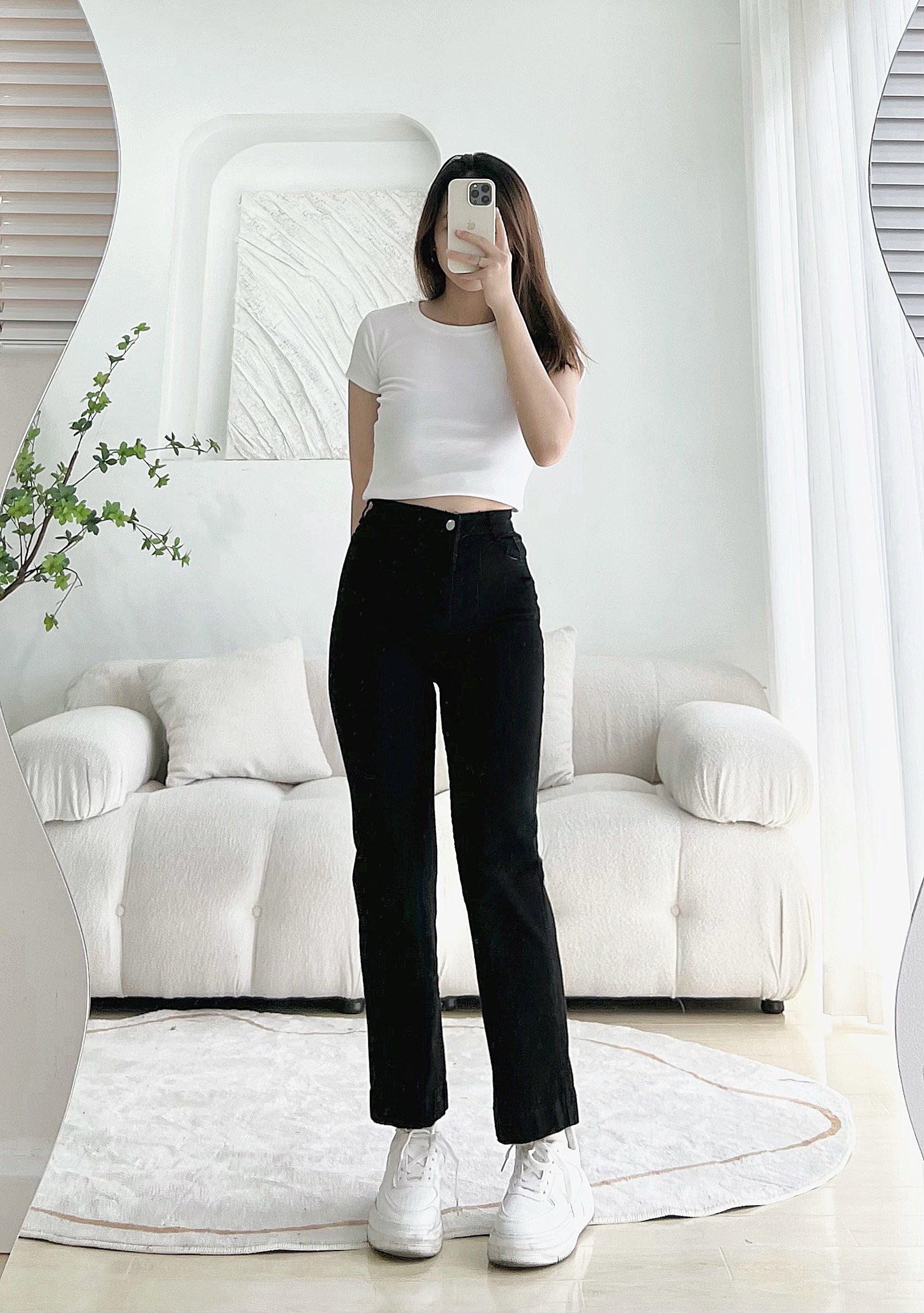 Quần Jean Ống Đứng GẤP LAI - Leda