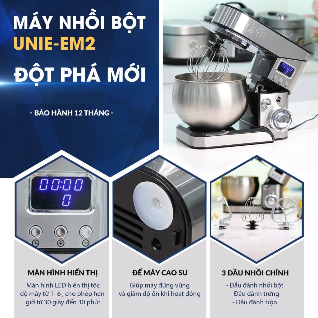 Máy nhồi bột đánh trứng UNIE EM2 đa năng (Bản nâng cấp)