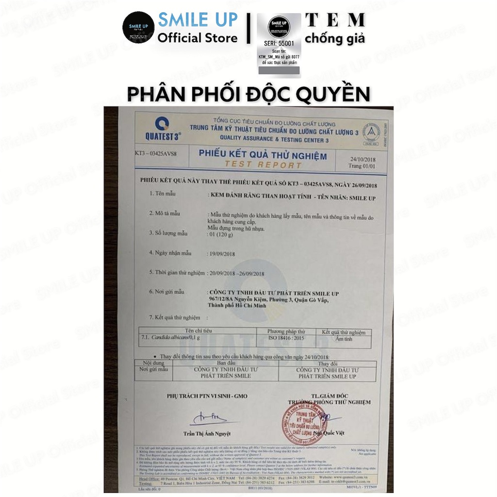 [HCM]Bột trắng răng than hoạt tính SMILE UP