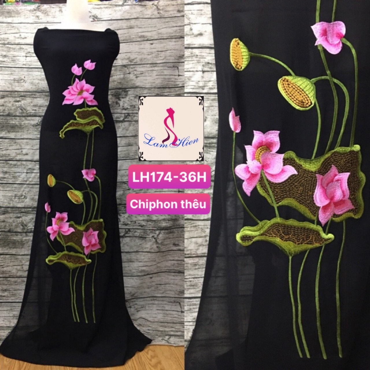 Vải áo dài thêu LH174