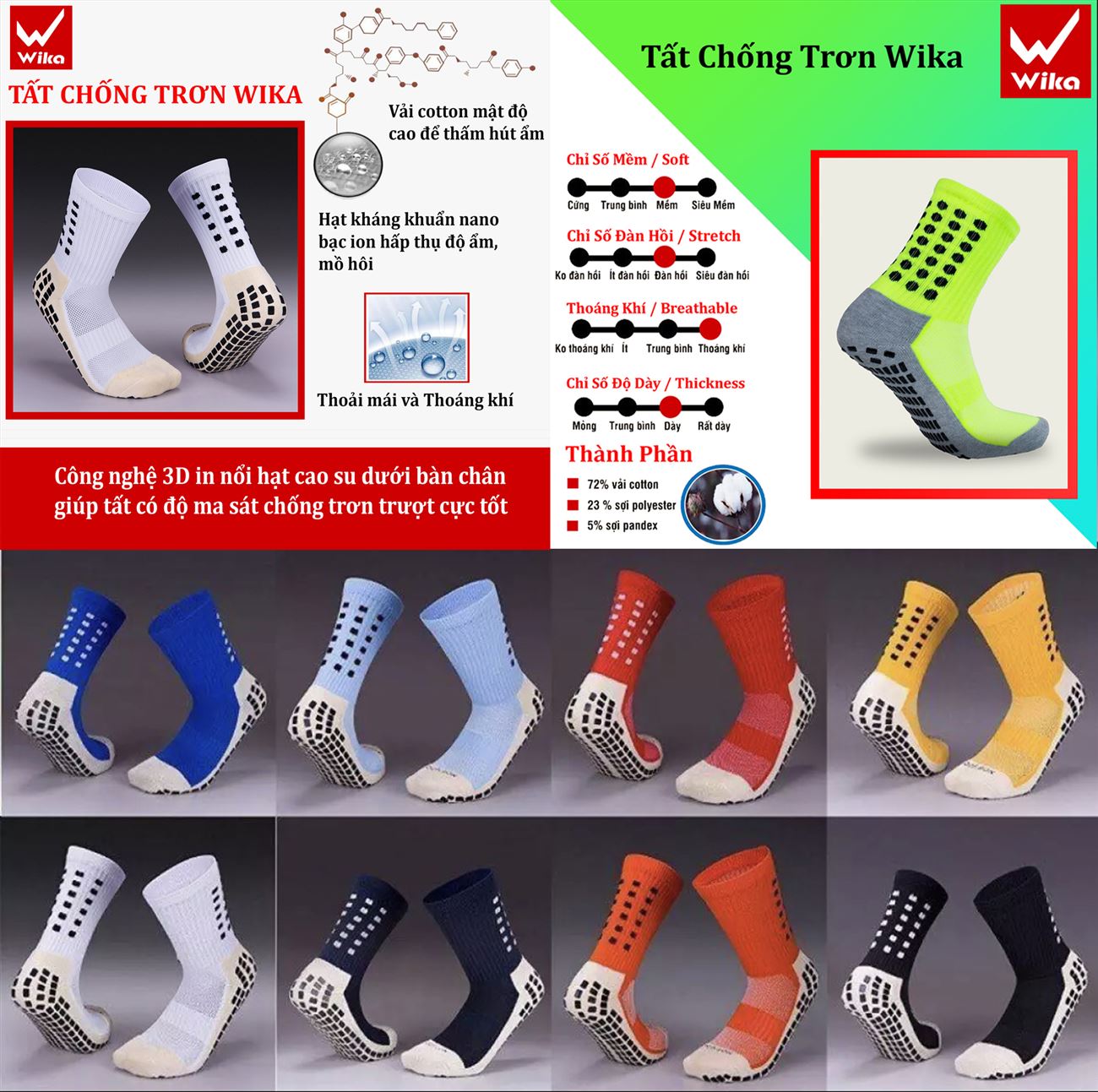 Tất Thể Thao Chống Trơn Wika