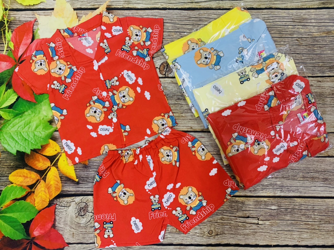 Bộ Lụa Pijama Tay Ngắn Bé Trai (8-14kg) ( Giao màu ngẫu nhiên)