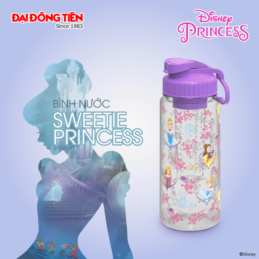 [HCM]Bình Nước Học Sinh Hình Công Chúa 500ML