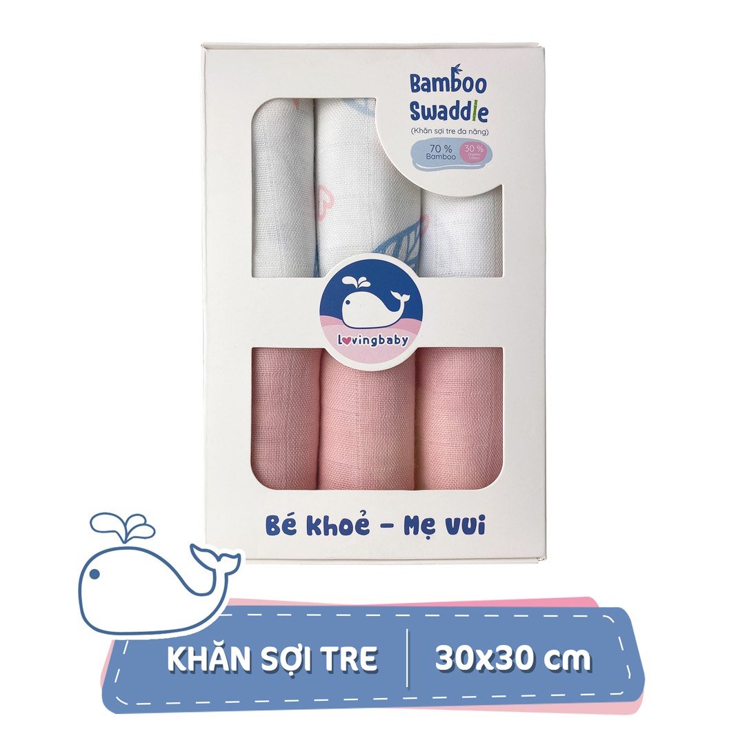 Khăn sữa sợi tre cho bé - 30x30cm (6 chiếc/hộp)