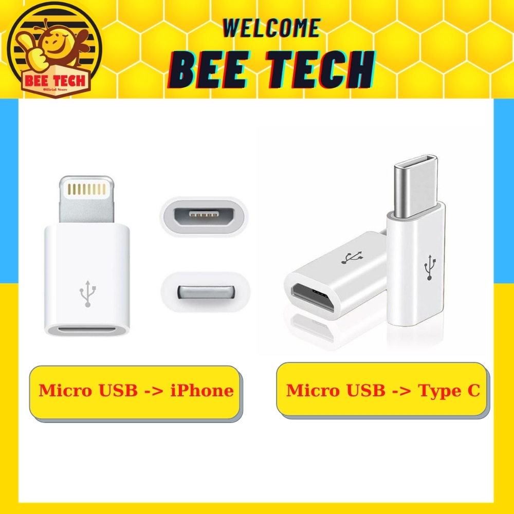 Đầu chuyển, Adapter chuyển chân sạc Micro USB sang Lightning và Type C - Beetech