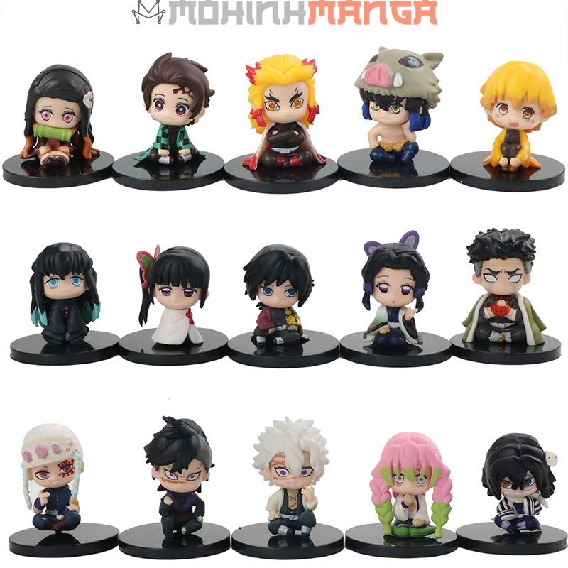 Mô hình 15 nhân vật Kimetsu No Yaiba Thanh gươm diệt quỷ cứu nhân Tanjiro Nezuko Zenitsu Inosuke Shinobu Giyuu Rengoku