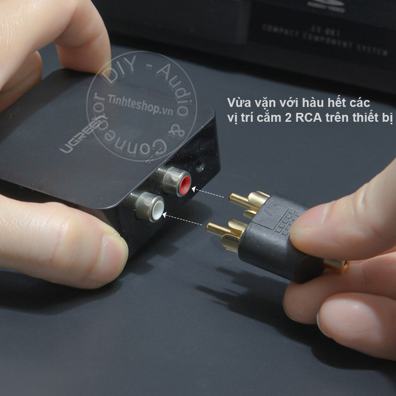 Đầu đổi 3.5mm cái sang 2 đầu hoa sen AV đực - 3.5mm ra 2AV 1 chiếc