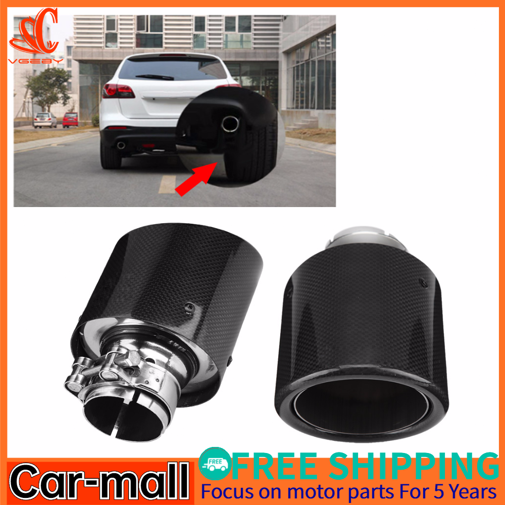 【Flash Sale!!!】Carbon Fiber Style Car Modified Single Outlet Exhaust Pipe Muffler Tip Tail Throat 54-101mm