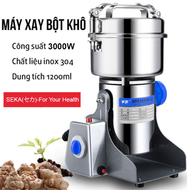 [HÀNG LOẠI I] Máy xay đa năng SEKA - Máy xay Seka -máy xay bột cafe, ngũ cốc hạt khô. Máy xay bột ớt - Máy xay nghệ - Inox 304 cao cấp - Công suất 3000W - Xay bột khô, xay thuốc bắc.
