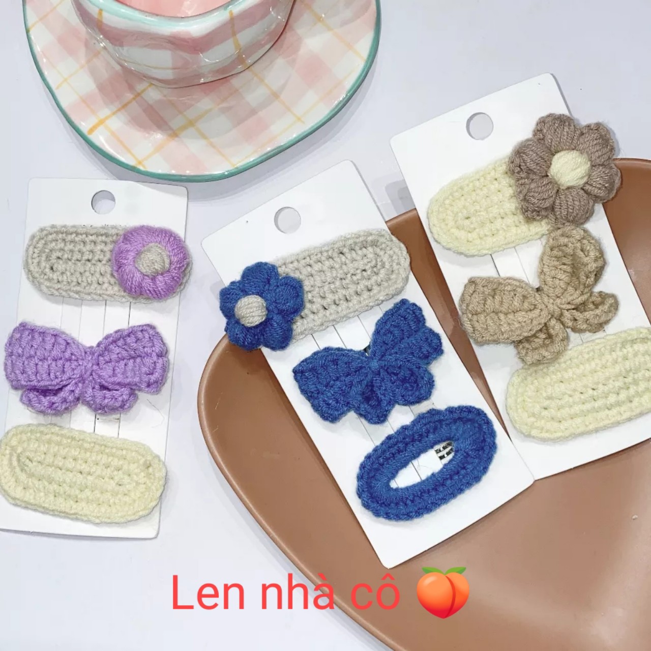 [ Handmade ] KẸP TÓC LEN HÌNH NƠ