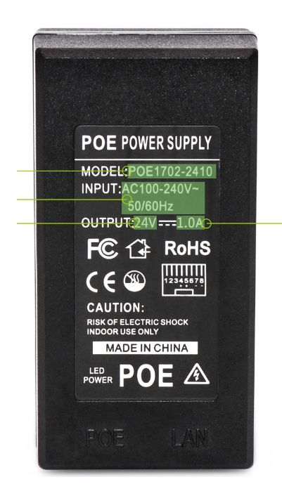Nguồn POE 24V 1A cho camera IP, modem, swicth....