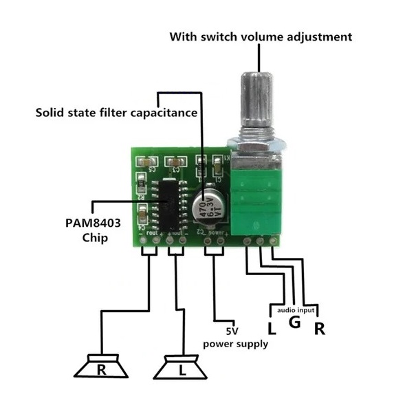Mạch Khuếch Đại Âm Thanh 2.0 Pam8403 6W Hifi Class D