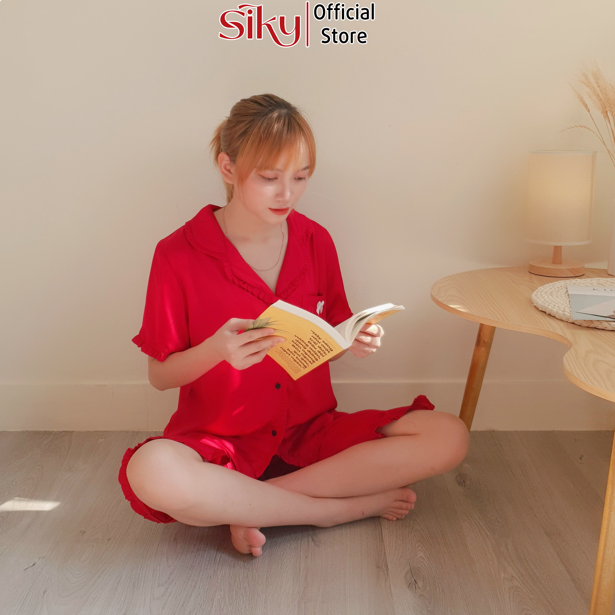 Bộ pijama nữ lửng SIKY chất lụa satin - BN07